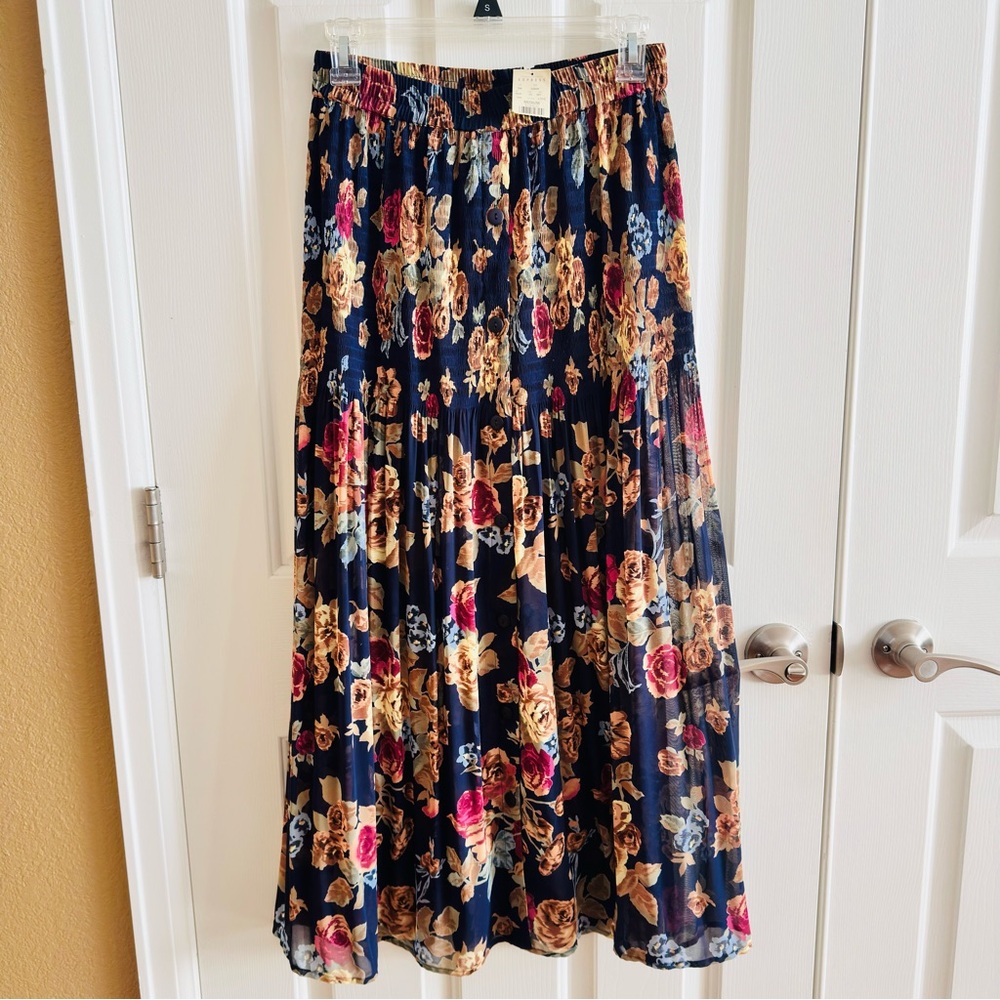Express Vintage Sheer Floral Maxi Skirt Y2K Women's Size M NWT
